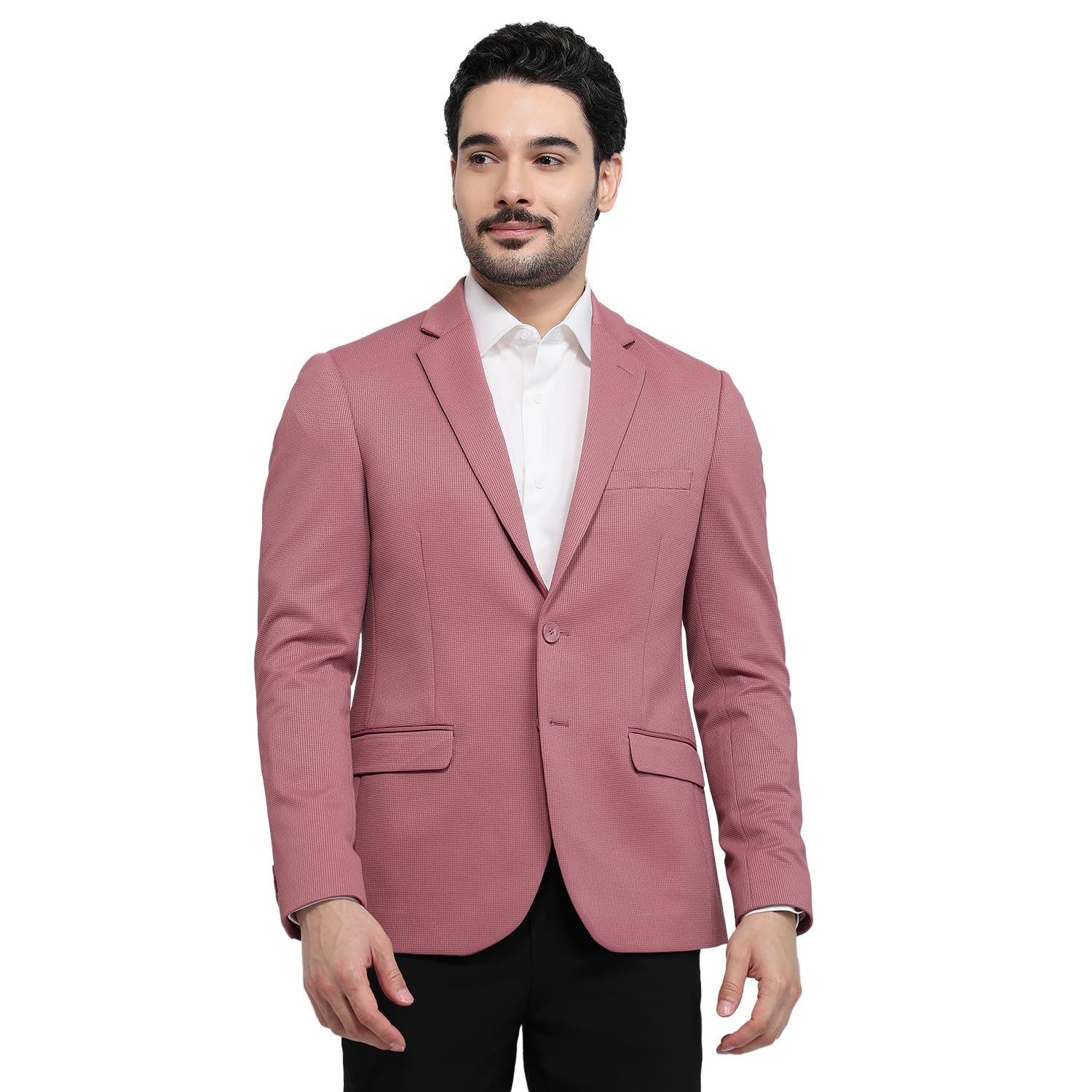raymond Men Slim Fit Knitted Pattern Polyester Blend Notch Lapel Full Sleeve Formal Blazer-picture-11
