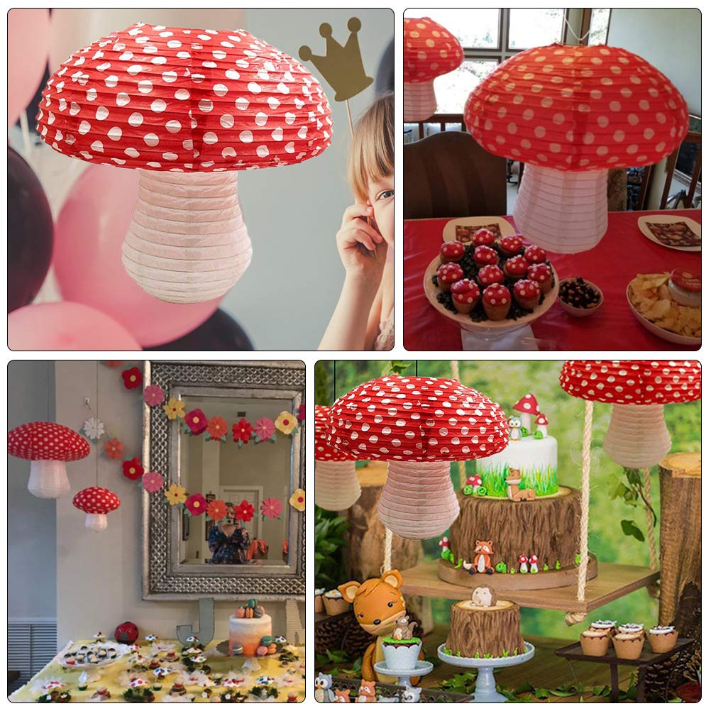 6 Lanterne Di Carta A Forma Di Fungo – 3 Da 20cm E 3 Da 30cm – Decorazioni Per Feste A Tema Foresta, Compleanni, Giardino, Natale - 5