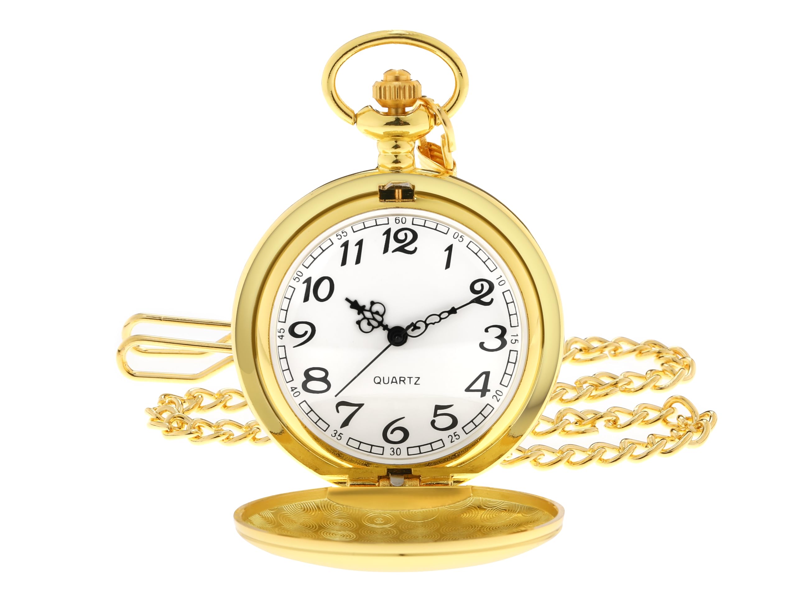 I-MART Smooth Vintage Pocket Watch with Chain (Gold)