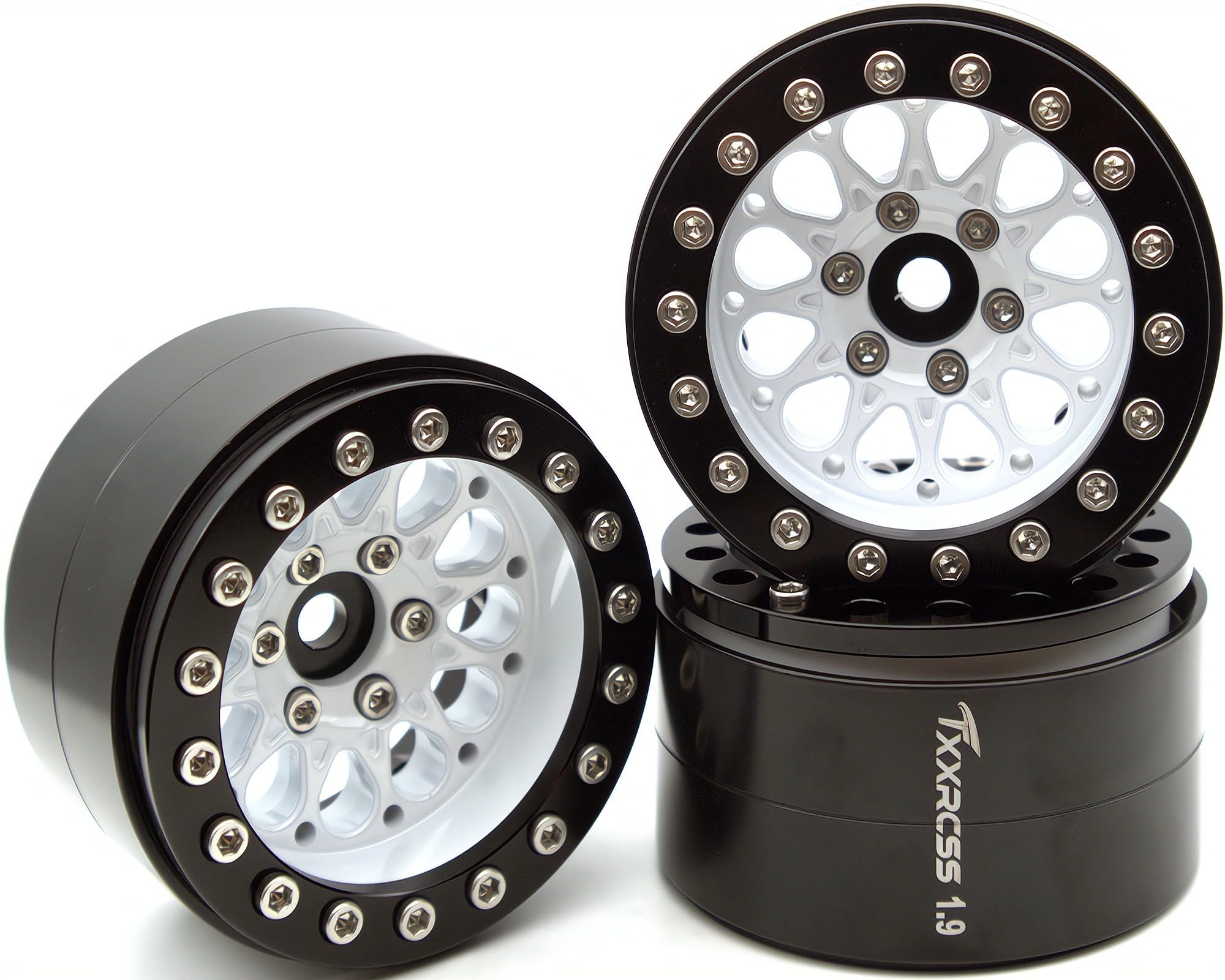 TxXrcss 1.9 Beadlock Wheels Rims -156g Super Heavy Duty Deep Dish 32mm Wide for RC 1/10 Crawler TRX4 SCX10 Gen8 Upgrades SCX10 Remote Control Car