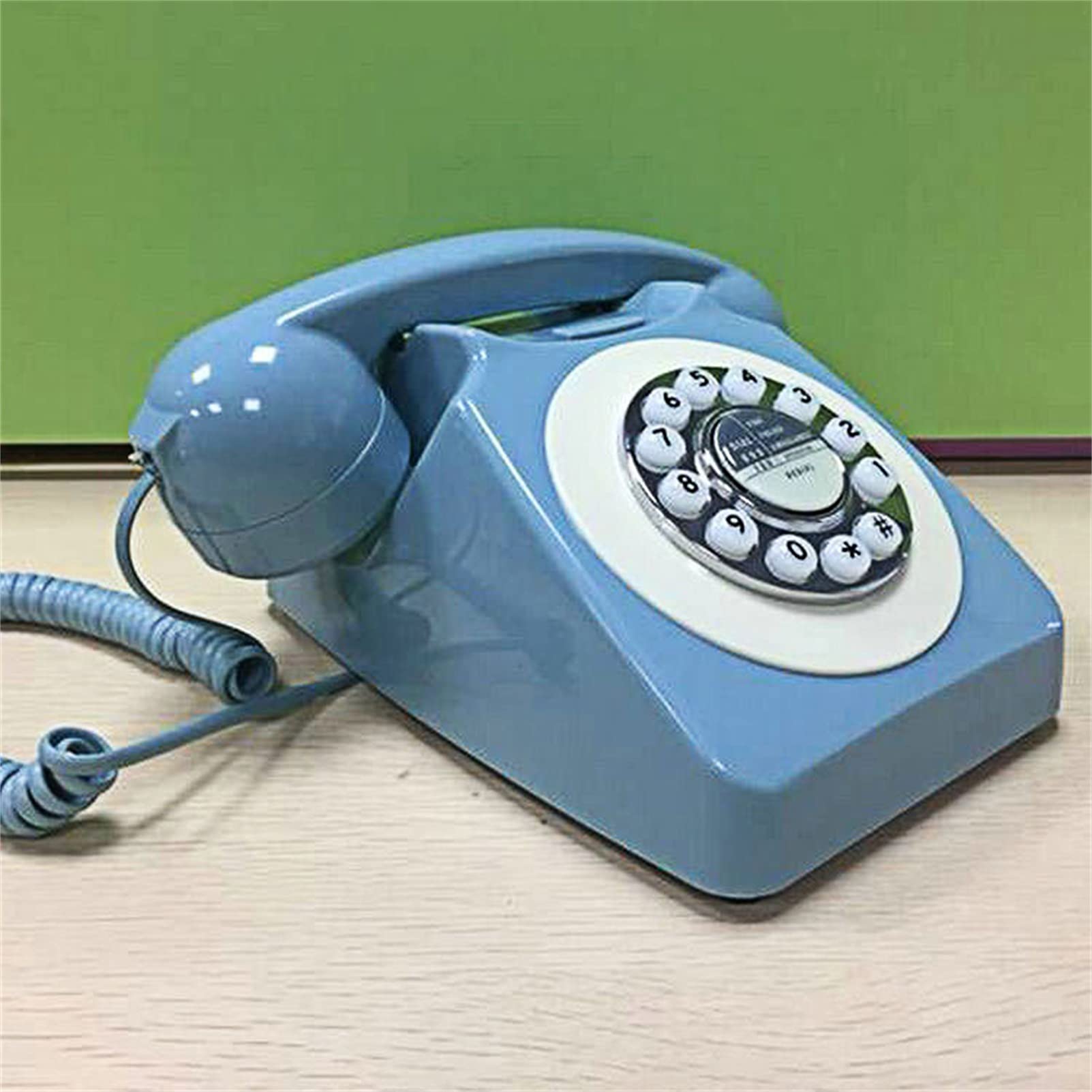 Teléfono Retro Teléfono Fijo Retro con Cable, Auricular De Cable En Espiral con Marcación por Botón, Teléfono Clásico De Moda Antigua para El Hogar Y La Oficina, Regalo De Teléfono Residencial con C