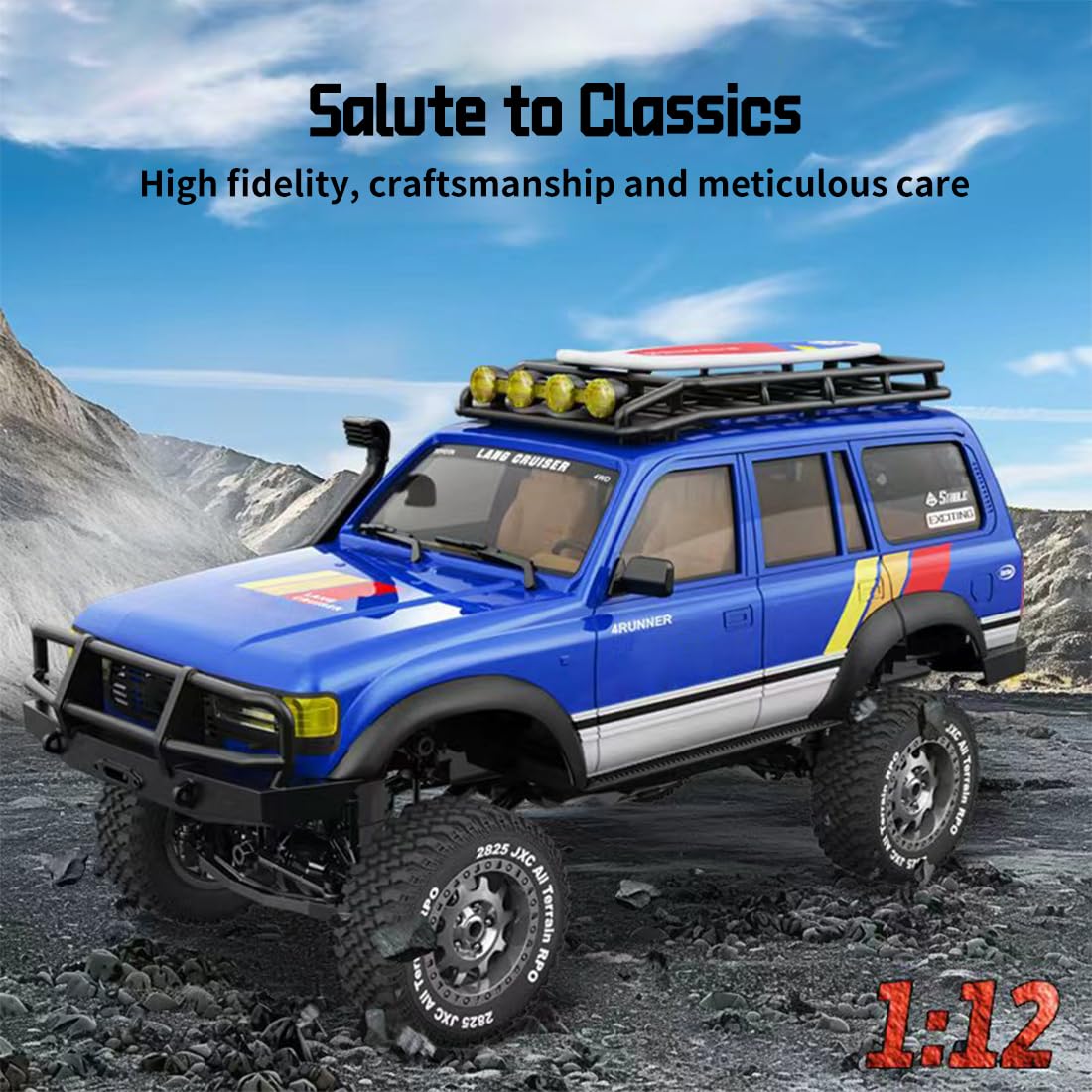 Crawler RC Crawler a escala 1/12 con motor 370 para adultos, 2.4G 4WD All-Terrain Classic Off-Road SUV diseño RC coche de escalada, para entusiastas
