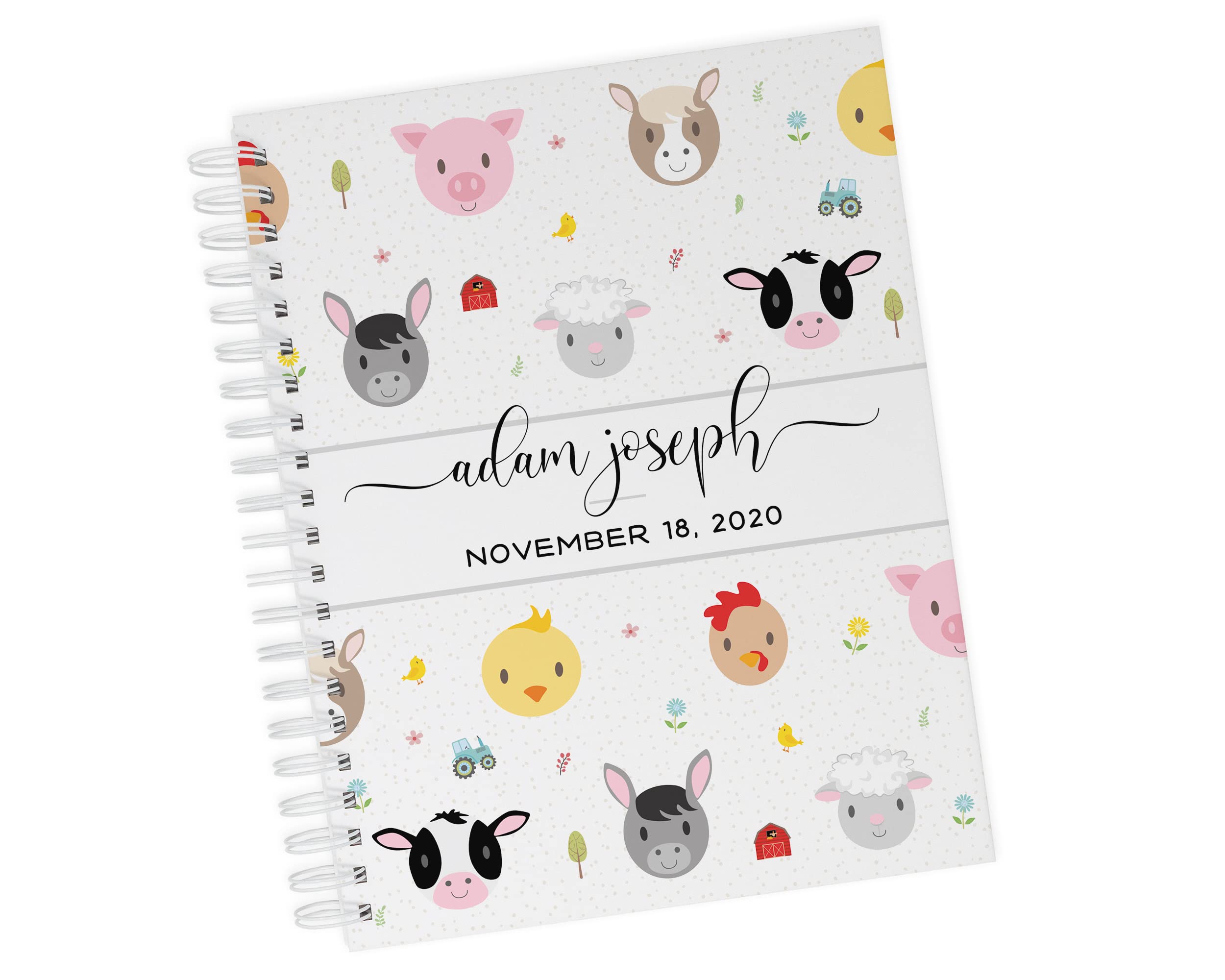 Farm Animals Baby Memory Book - Hard Cover First Year Album Personalized with Baby’s Name - Gender Neutral Farm Baby Journal (Farm Friends)