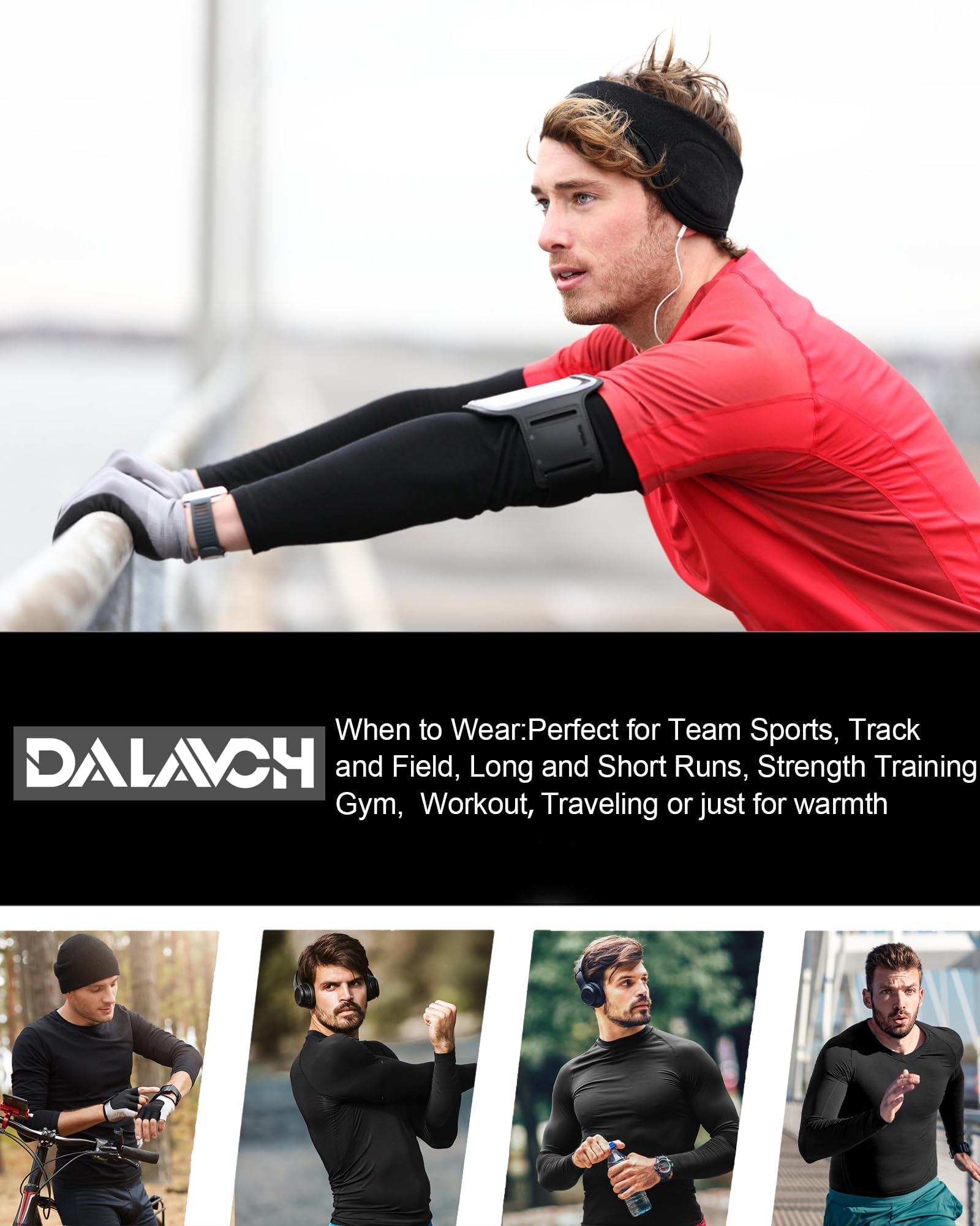 Dalavch 5er-Pack Kompressions-Shirts für Herren, langärmelig, athletisches Workout, Sport, Unterhemd, Baselayer, Top für den Winter