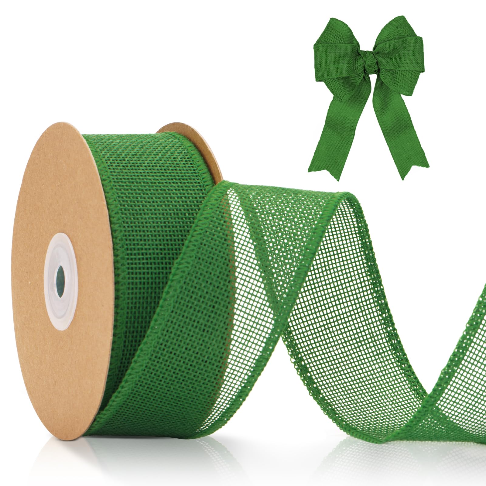jijAcraft 4CM Green Wired Burlap Ribbon: 10m Wired Hessian Ribbon Roll Natural Hessian Ribbons Rustic Jute Burlap Ribbons for Gift Wrapping Bows