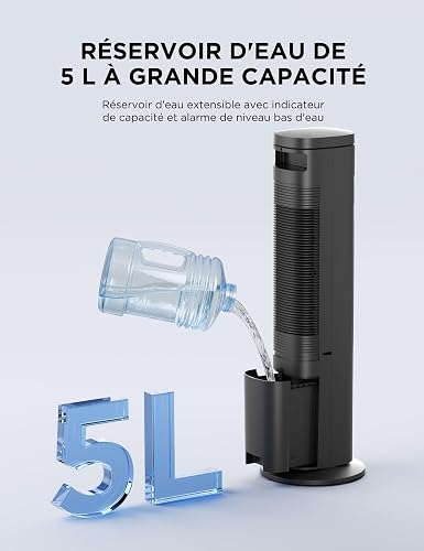 MIDEA Climatizador Evaporativo 3 en 1 con Mando a Distancia - Ventilador de Agua, Enfriador de Aire, Humidificador de 3 Velocidades, Oscilación 85º - Climatizador Frio Silencioso con Tanque de Agua 5L - 7