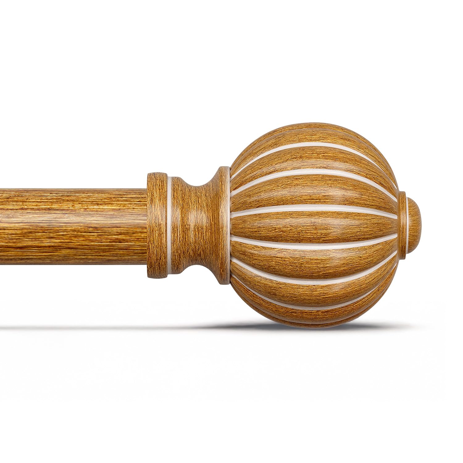 Gormena Curtain Poles for Windows, Adjustable Metal Drapery Rod 80-292cm,2.54cm Diameter Heavy Duty Pole,Vintage Imitation Wood Grain Decorative Drapery Rods with Pumpkin Finials for Bedroom
