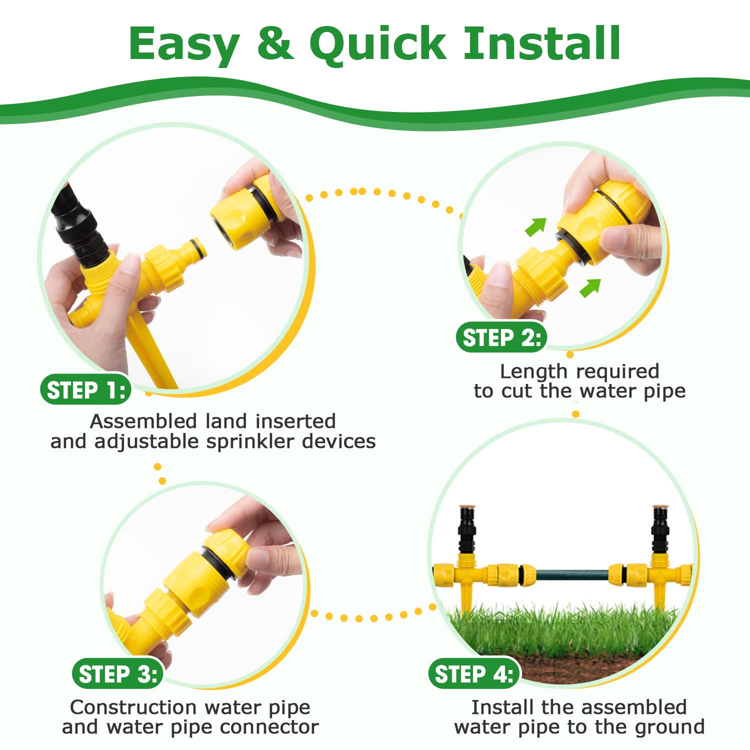 GEJRIO Garden Above Ground Sprinkler System Kit for Lawn, 360