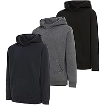 Boys Hoodies 3 Pack Fleece Pullover &amp; Zip-Up Sweatshirts for Boys Kids Youth Plain Basic Everyday Wear Sizes 4-20