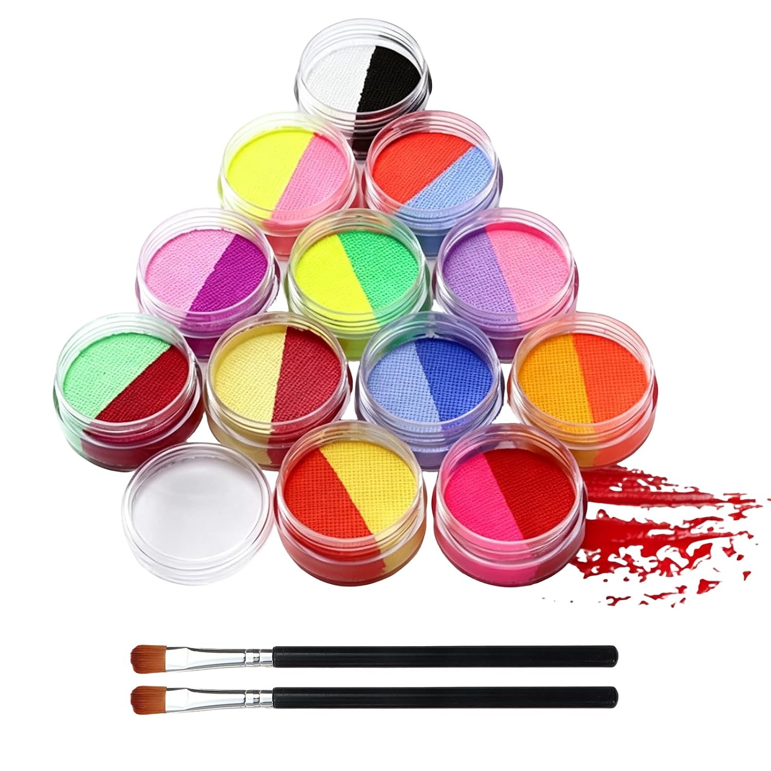 24 Colors Neon Face & Body Paint Palette, Water Activated Eyeliner