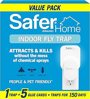 Safer Home Indoor Plug-in Fly Trap - SH502-1R5SR - Effective Fruit Fly Traps for Indoors, Gnat Traps for House Indoor, 400 Sq Ft Protection - Style: 1 Device + 5 Glue Cards