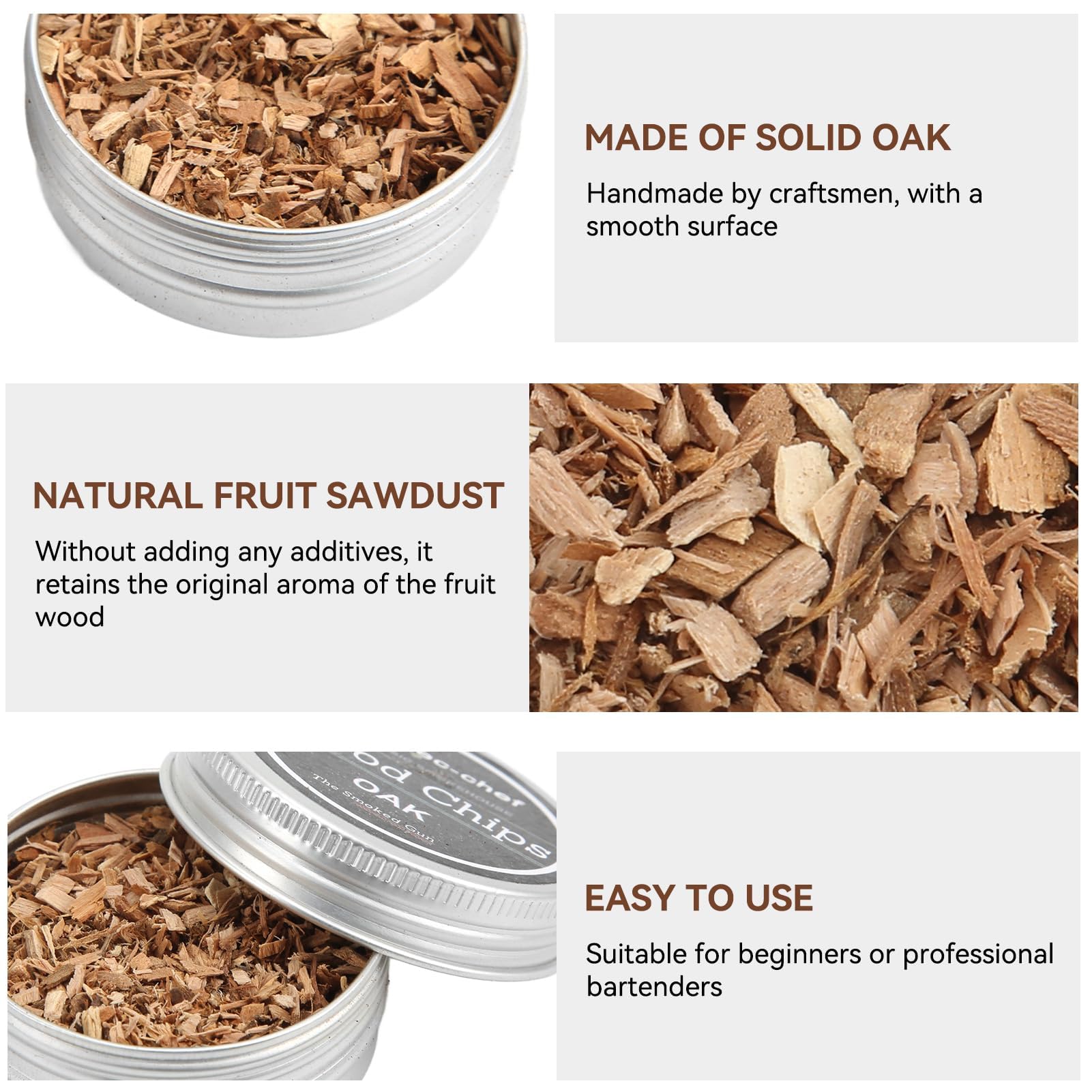 8 Pièces Copeaux de Bois pour Fumoir à Cocktail, Kit Fumage Bois Cocktails Bois de Pommier Hickory Chêne Hêtre Cerisier Mélange Bois Pêcher Poirier pour Whisky Bourbon Boisson Pistolet fumée