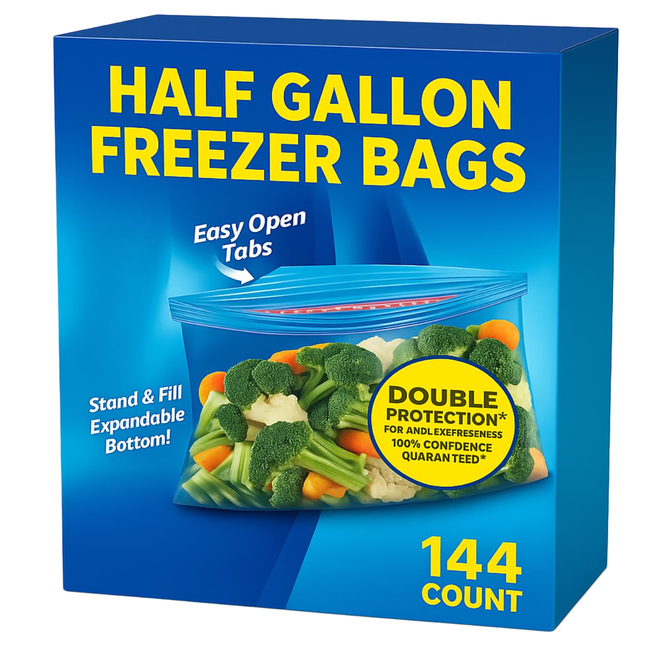 Freezer Storage Bags, (144 Count Half Gallon Size)