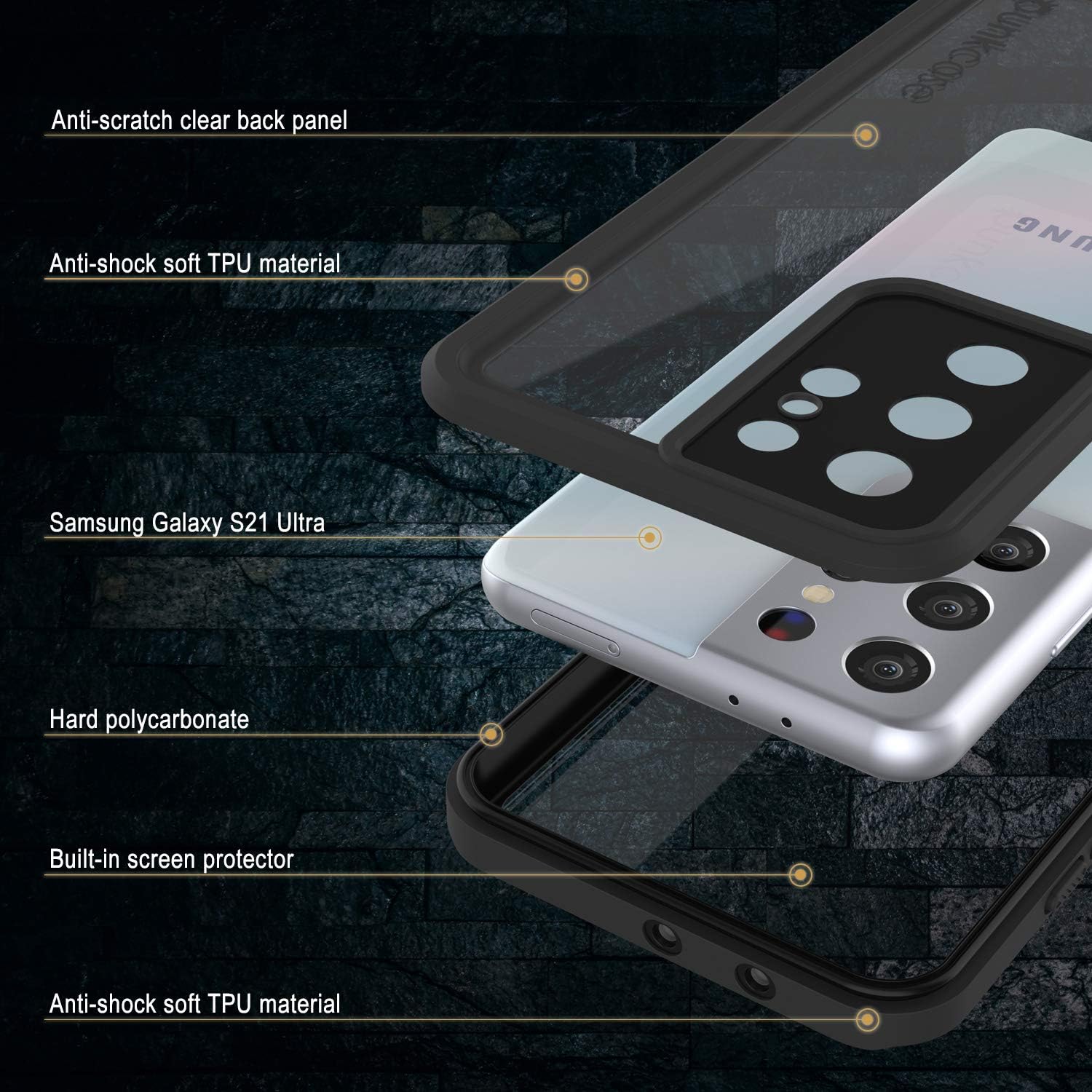 Punkcase Galaxy S21 Ultra Waterproof Case [Extreme Series] [Slim Fit] [IP68 Certified] [Shockproof] [Dirtproof] [Snowproof] Armor Cover for Galaxy S21 Ultra 5G (6.8") (2021) [Black]