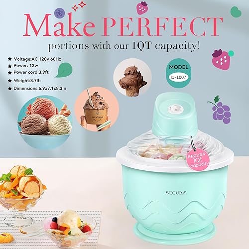 Miniatura 3 de Secura Máquina de helados, máquina de helado de visualización DIY para helados, sorbetes, yogur congelado, perfecto para principiantes, material