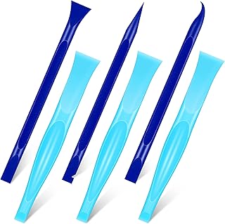 Non-Scratch Plastic Scraper Tool Carbon Fiber Plastic Cleaning Scraper Tool Pen-shaped Scraper Tool Stiff Scraper Cleaning Tool for Kitchen Sticker Scratch Cleaning (6, Blue)