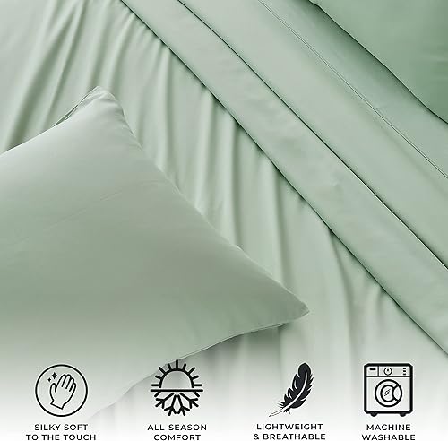 Miniatura 2 de Juego de sábanas de rayón de bambú de 4 piezas, sedosas, refrescantes, resistentes a las arrugas, transpirables para personas que duermen con calor