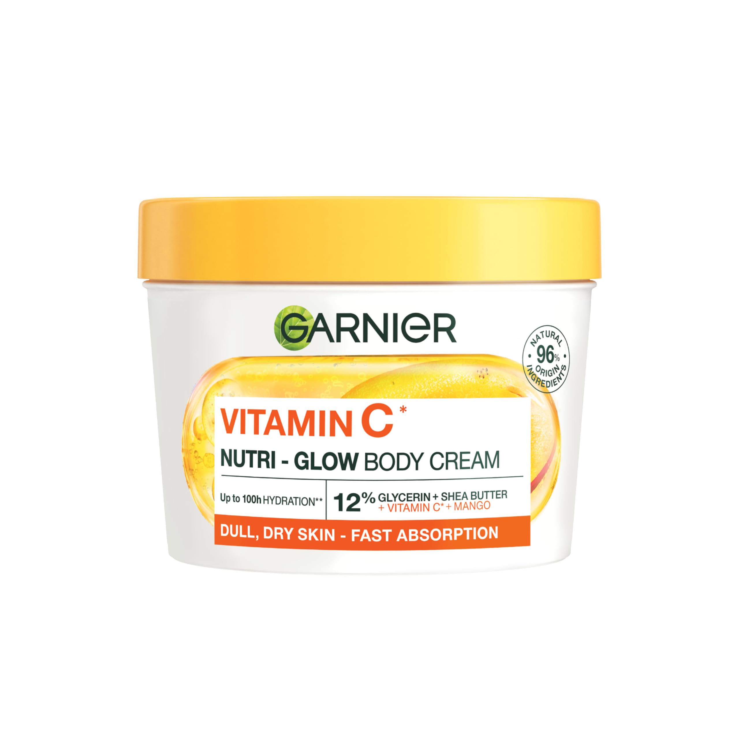 Garnier Vitamin C* Nutri – Glow Body Cream, for Dry & Dull Skin, Fast absorbing, Vegan Formula, Instant Skin Hydration, Approved by Cruelty Free International, 380ml