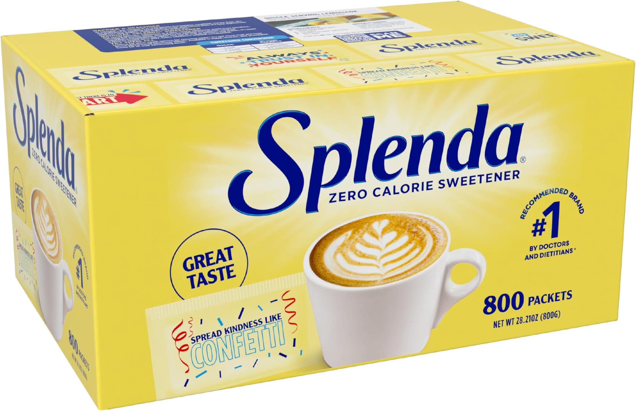 SPLENDA Zero Calorie Sweetener Value Pack, 800 Count Packets