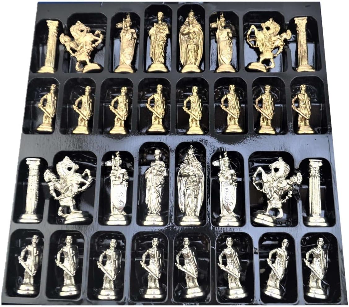 Metal Chess Set for Adults Royal British Army,Handmade Pieces and Different Design Wooden Chess Board King 3.35 inc (Gray Marble)