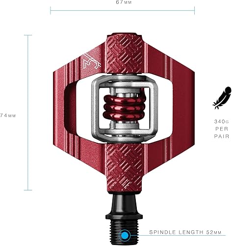 Vista 21 de Crankbrothers Candy Clip-In MTB Bike Pedal – Gravel/XC/Trail Pedal de bicicleta ligero, entrada de 4 lados, flotador personalizable, rodamientos Rojo