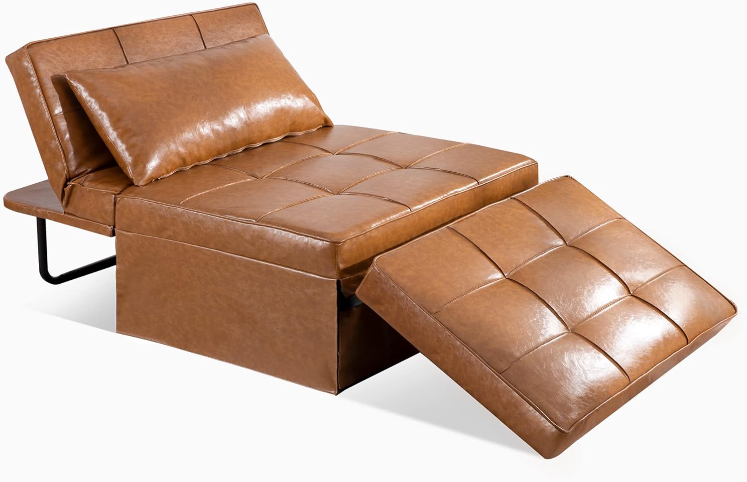 Vonanda Leather Ottoman Chair Beds, 4 in 1 Convertible Sofa Bed and Adjustable 5