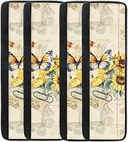 Vista 26 de Fundas para manija de puerta de refrigerador con flores marrones, 4 piezas, funda para manija de refrigerador, protector de decoración hecho a mano