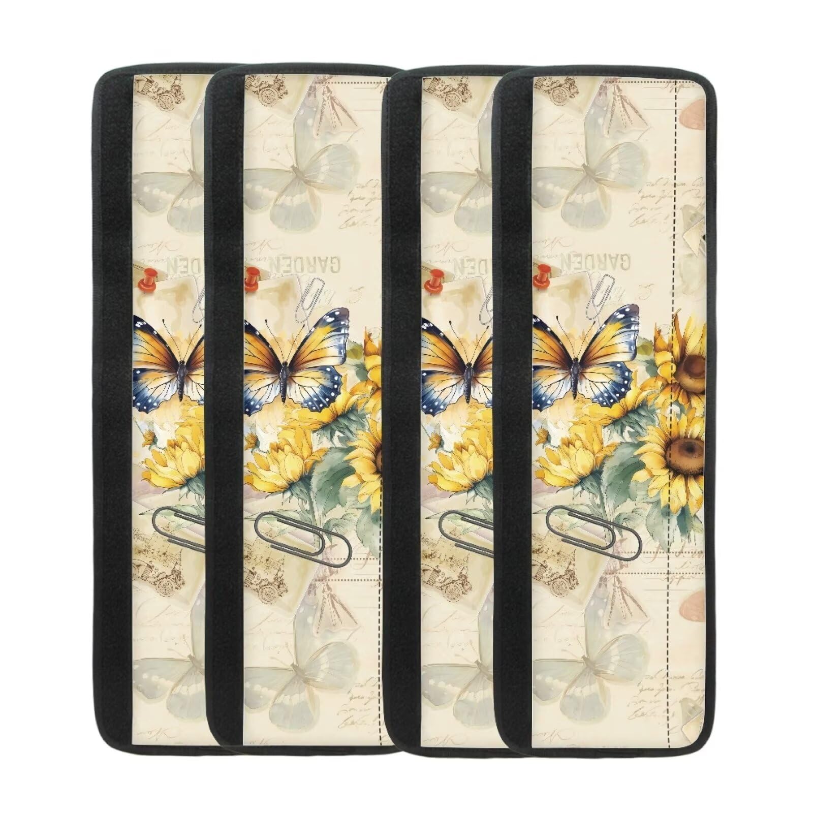 Refrigerator Handle Covers 4PCS, Washable Non-Slip Protector for Fridge Oven Dishwasher Keep Off Fingerprints Liquid Oil Stain Food Spot Kitchen Decor, Butterfly Sunflower Retro