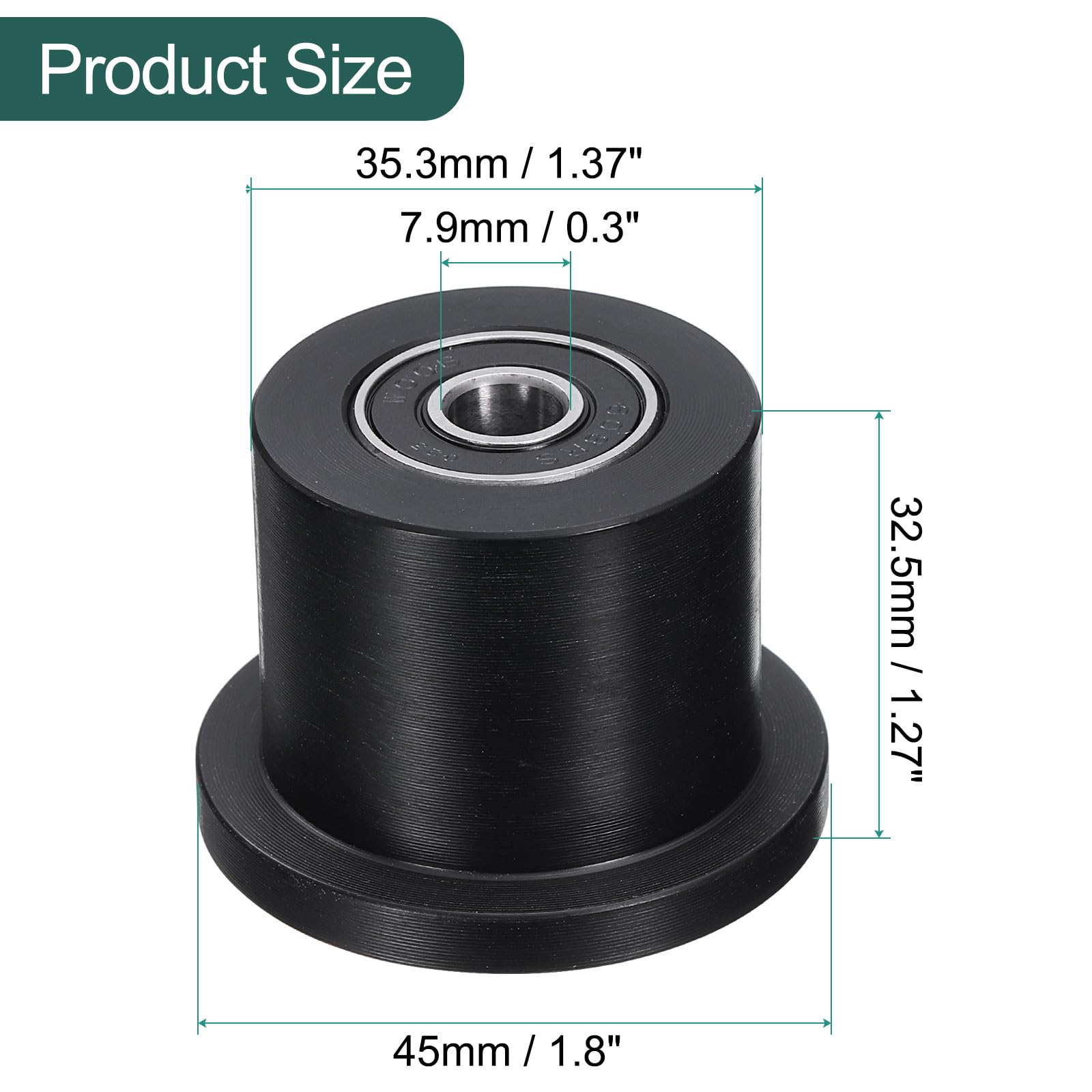 QUARKZMAN 6 Paquet Nylon Usiné Roues/Rouleaux Gym Remplacement Roues Convient pour Total Gym Accessoires Pièce avec Roulements par Trou de 5/16" dans Diamètre, Noir