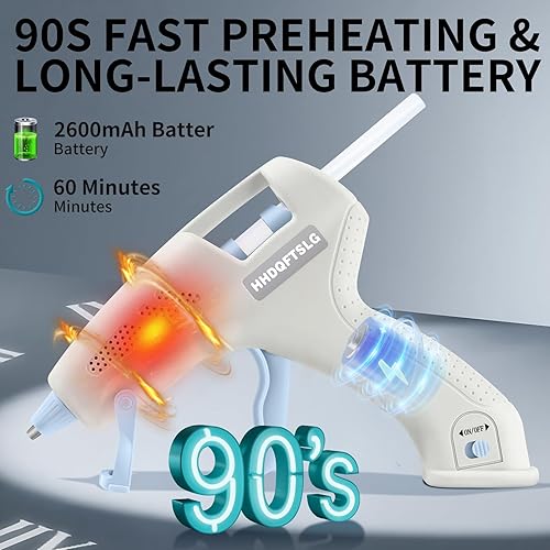 Miniatura 36 de Pistola de pegamento caliente inalámbrica con 30 barras de pegamento premium, pistola de pegamento inalámbrica de 20 W, precalentamiento rápido