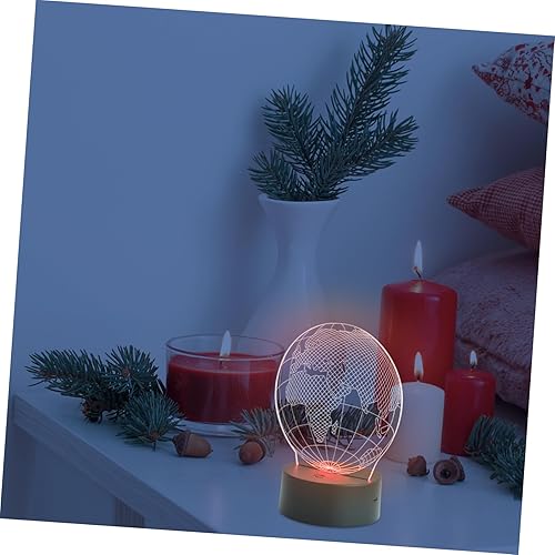 Miniatura 5 de Uonlytech Lámpara de escritorio Globo Luz de noche Na Lámpara Globo Ilusión Lámpara Tierra Llegada a la Tierra Lámpara Base de acrílico Lámpara Led
