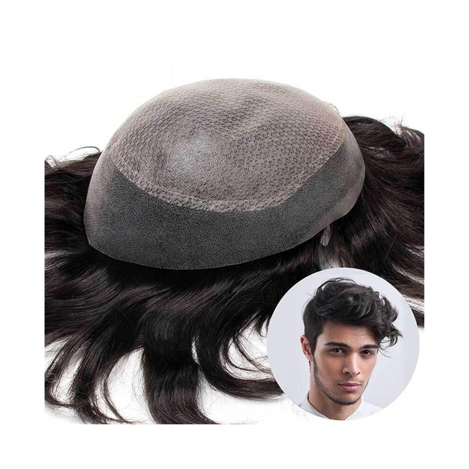 Styling Human Hair System męski tuupet z koronką, wtryskiwana skóra PU (1C – czarna, 8 x 10)