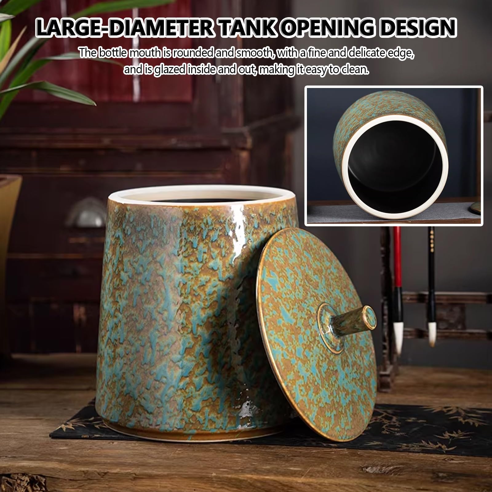 Ceramiczny pojemnik do przechowywania żywności, hermetyczny słoik do przechowywania żywności z pokrywką, duża pojemność, dozownik ziarna i ryżu, do płatków śniadaniowych, mąki, cukru, kawy