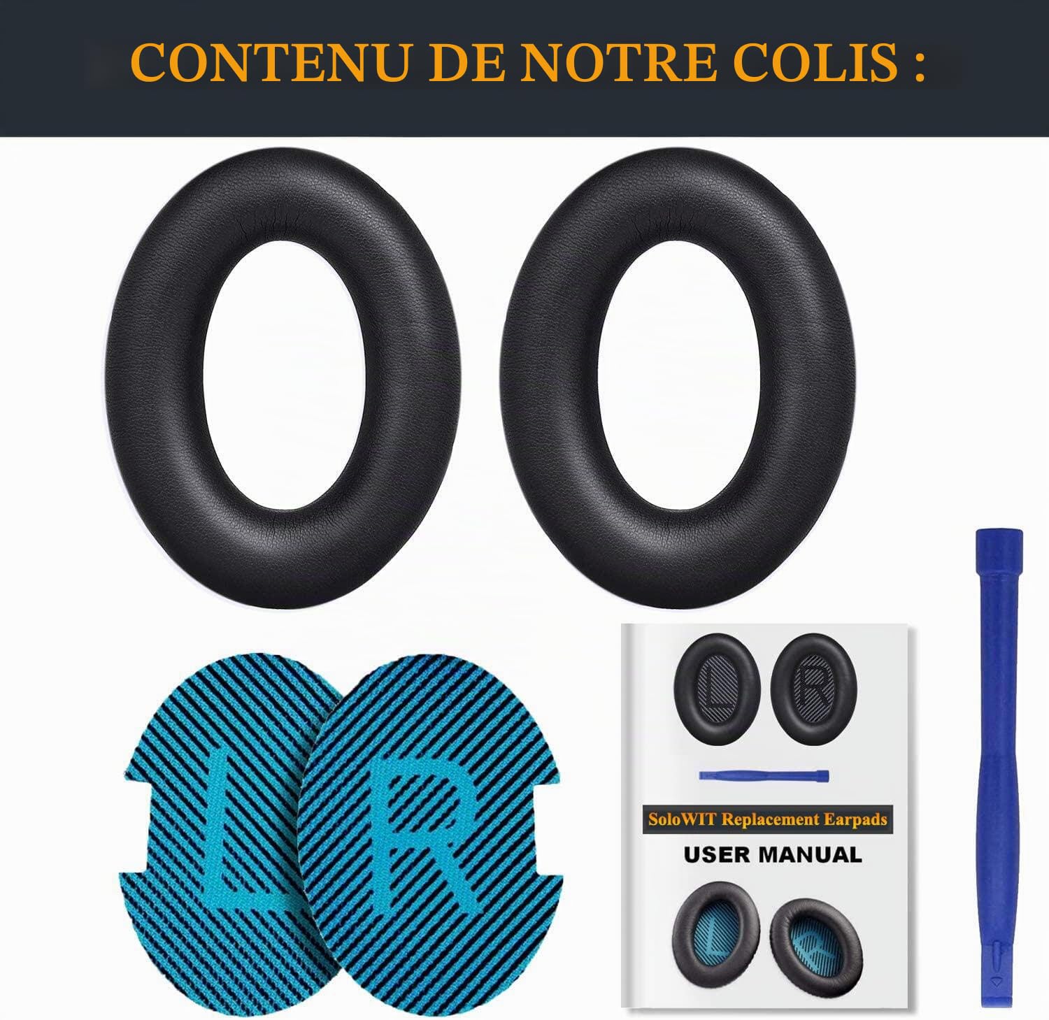 SoloWIT Coussinets d'oreille pour Bose Casques, Remplacement pour QC15 QC25 QC2 QC35 Ae2 Ae2i Ae2w SoundTrue SoundLink