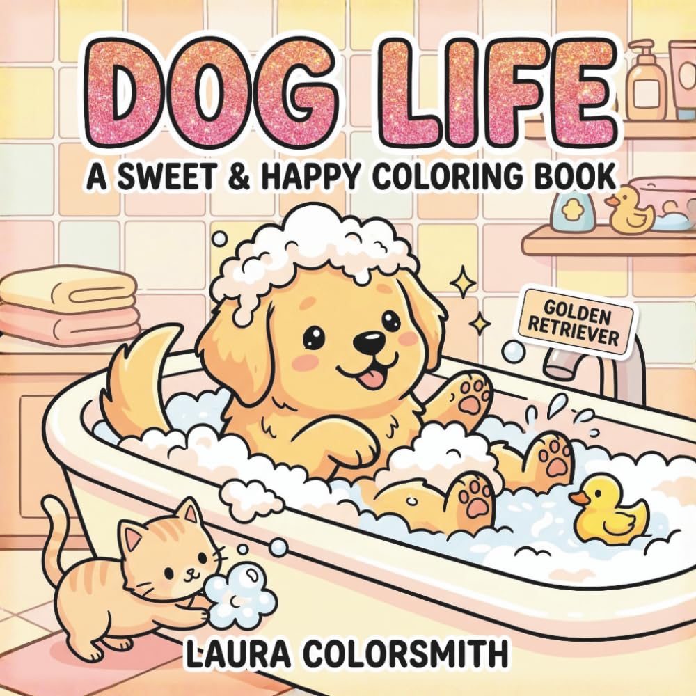 Golden Retriever Dog Life – A Sweet & Happy Coloring Book: Golden Retriever Coloring Book with Cute Dog Designs for Relaxation and Creative Fun (Dog Life Coloring Book)