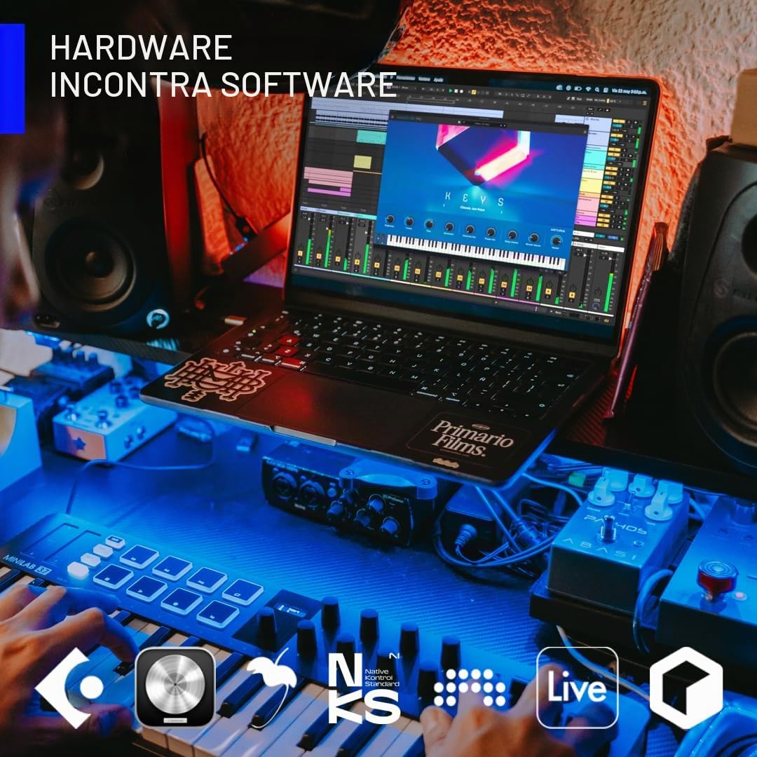Arturia MiniLab 37 Controller MIDI USB Tastiera 37 tasti | 37 tasti sottili, Pad Encoder Fader, Integrazione DAW, USB-C, Suite software, Arpeggiatore, Modalità Accordi
