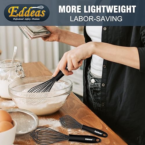 Miniatura 56 de Batidor pequeño de acero inoxidable de 10 pulgadas con mango largo para batir, batir, mezclar salsas, mezclar ingredientes, cocina pequeña Wisk