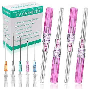 Rayyl Catheter Needles 50Pcs - 20 Gauge Piercing Catheter Needles Disposable for Ear Nose Lip Tongue Belly Piercing Supplies 20G-50pcs