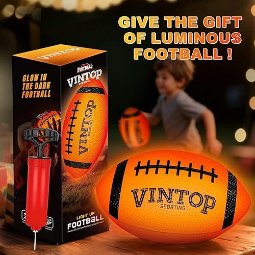 Miniatura 7 de VINTOP Fútbol con luz LED que brilla en la oscuridad para niños y adultos, incluye bomba de aire gratis, pelota deportiva resistente y duradera,