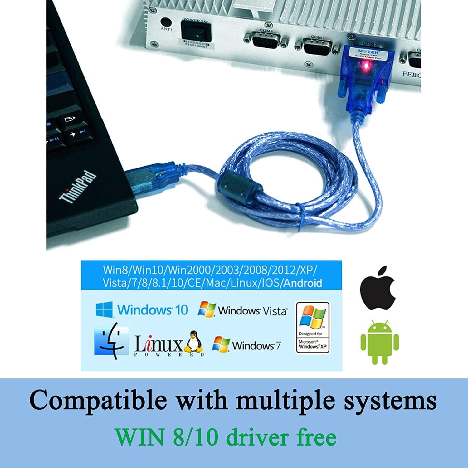 UTEK UT-8801 1.5M Lunghezza USB a RS-232 Convertitore ver2.0 (1-Port USB a RS-232 Serial Converter con protezione ESD)