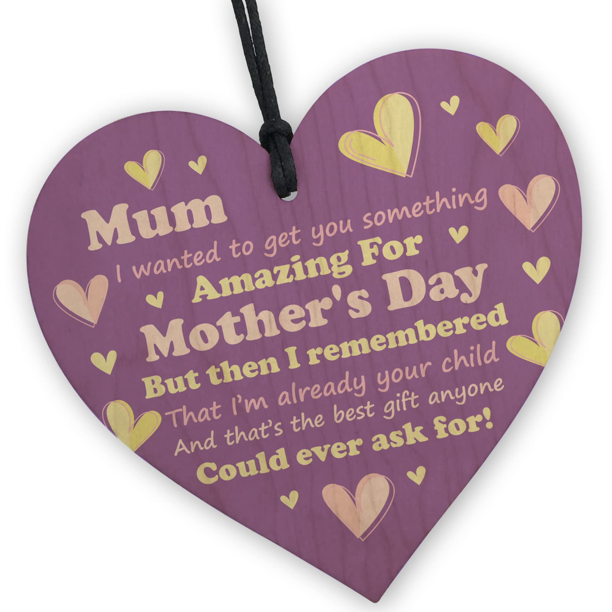 Red Ocean Mum Wooden Heart - Handcrafted Keepsake with Hilarious Message | Mother's Day Present for Mum with a Sense of Humor | Gift From Daughter Son