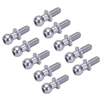 Ball Head Screw Link Rod Shock Absorber End, Exquisite 10pcs Ball Head Screw Link Rod Aluminum Alloy Small Strong for TT01 TT02 for RC Car(Titanium)