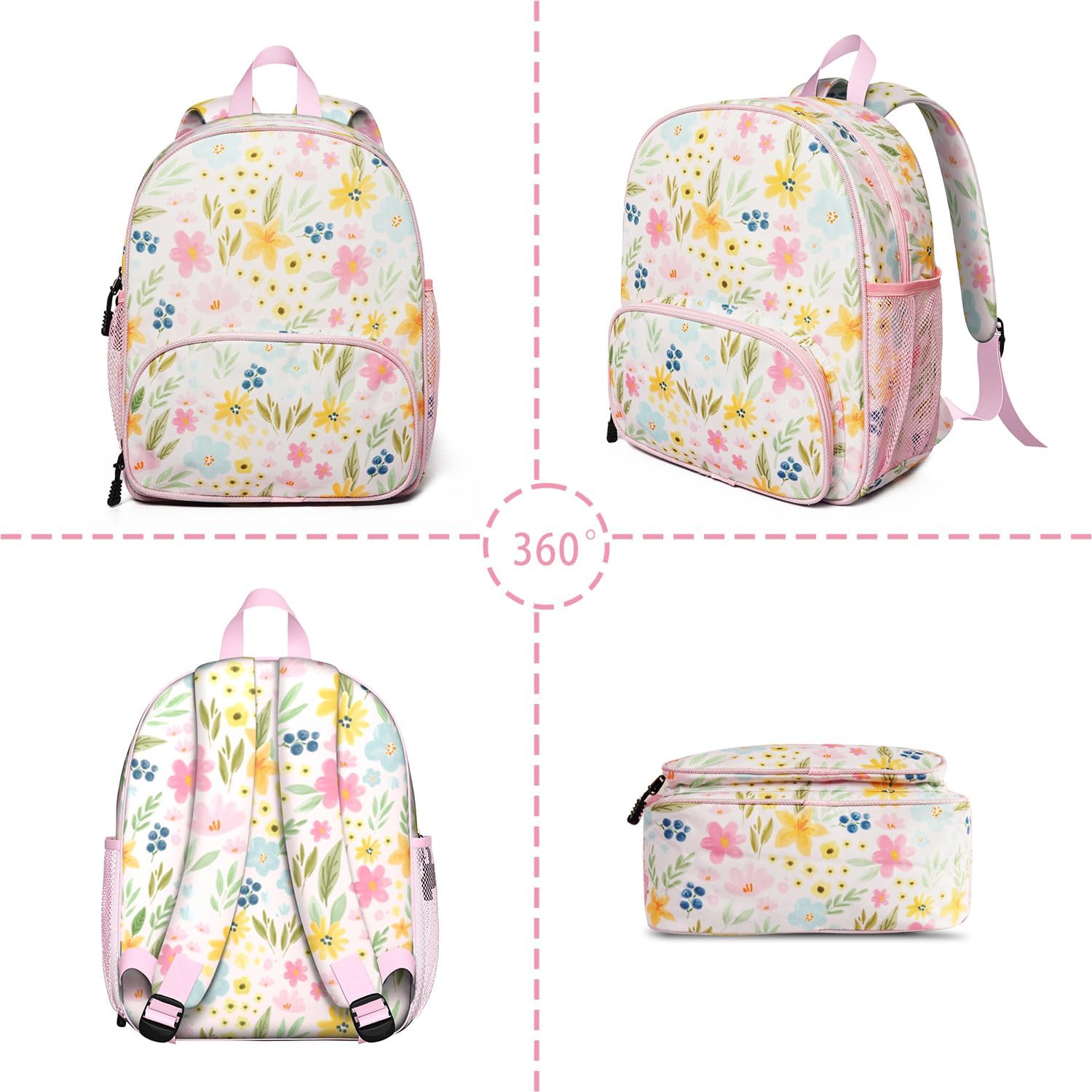 Toddler Backpack for Girls 3-8: Preschool Kindergarten Backpack - Cute Kids Backpacks for Girls-Floral - Image 2