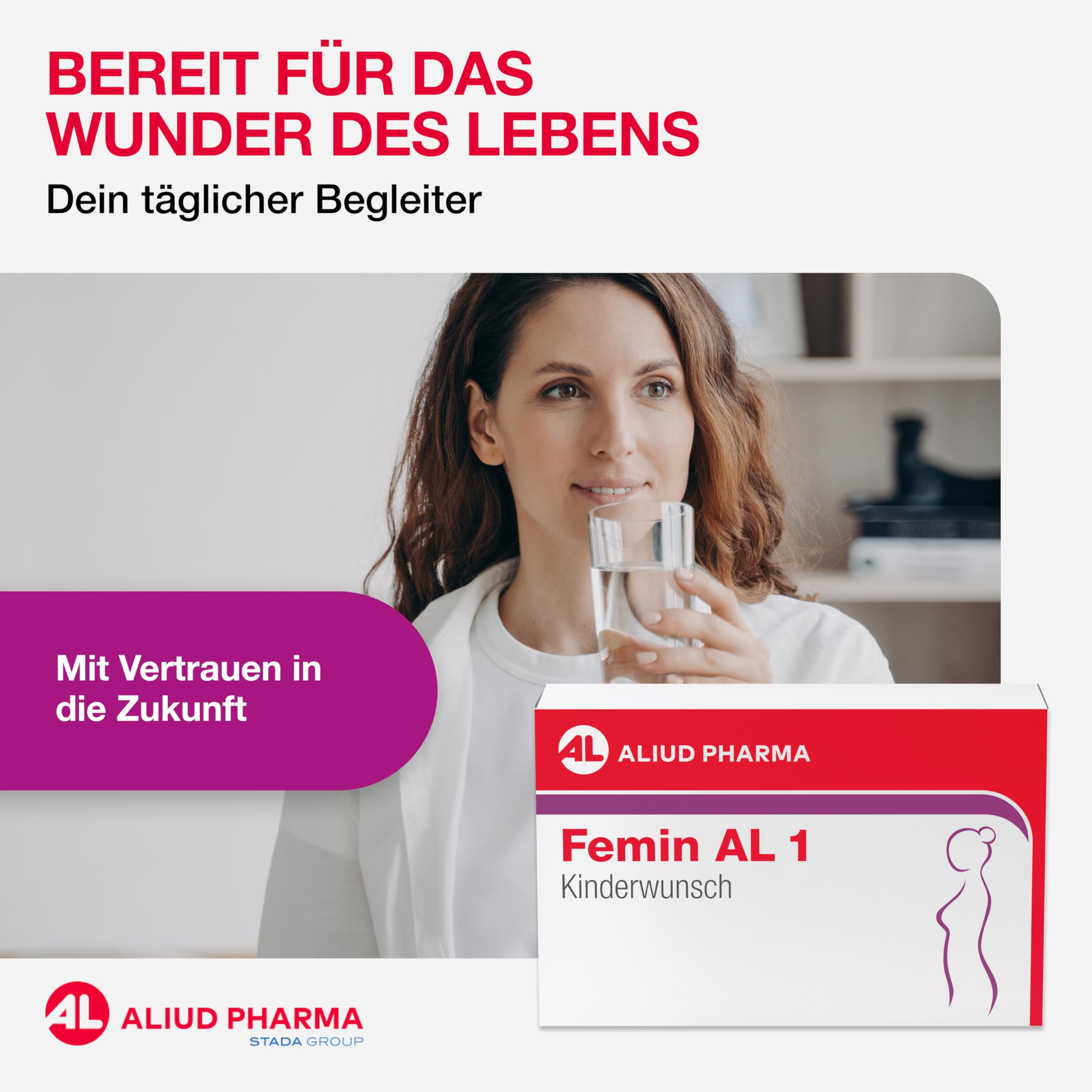 Femin AL 1 Kinderwunsch: Nahrungsergänzungsmittel mit L-Methylfolat (Folsäure), Jod, Vitamine & Eisen - für die Zeit der Babyplanung, 90 Kapseln
