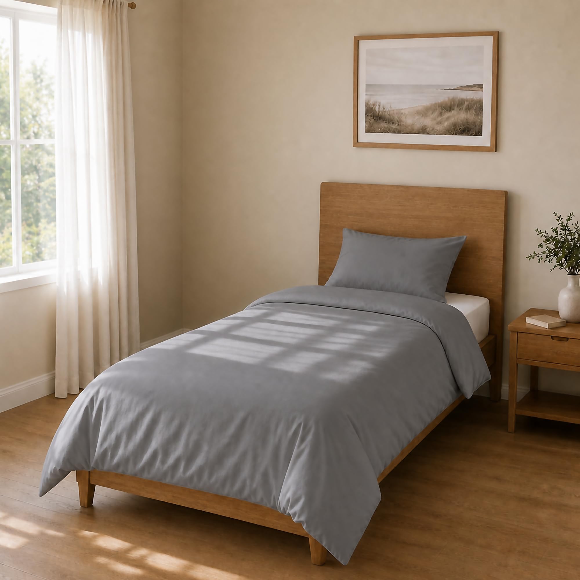 Homebliss Microfibre Bed Linen Duvet Cover 135 x 200 cm + 45 x 75 cm, 1 Piece, Grey