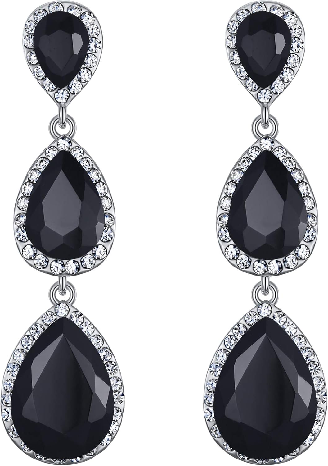 EleQueen Women's Gold-tone Austrian Crystal Teardrop Pear Shape 2.5 Inch Long Earrings