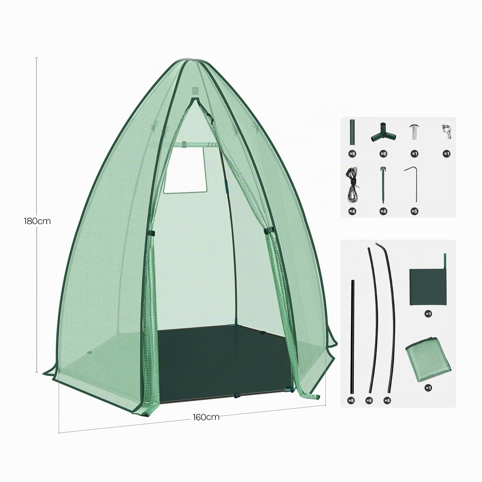 WOLTU Mini Serre de Jardin, Petite Tente pour Plantes, en PE 130gsm, Serre Demi-Transparent avec Porte Zippée, Fenêtre et Tapis de Sol pour Extérieur, Balcon, Terrasse, Patio, 160x160x180cm