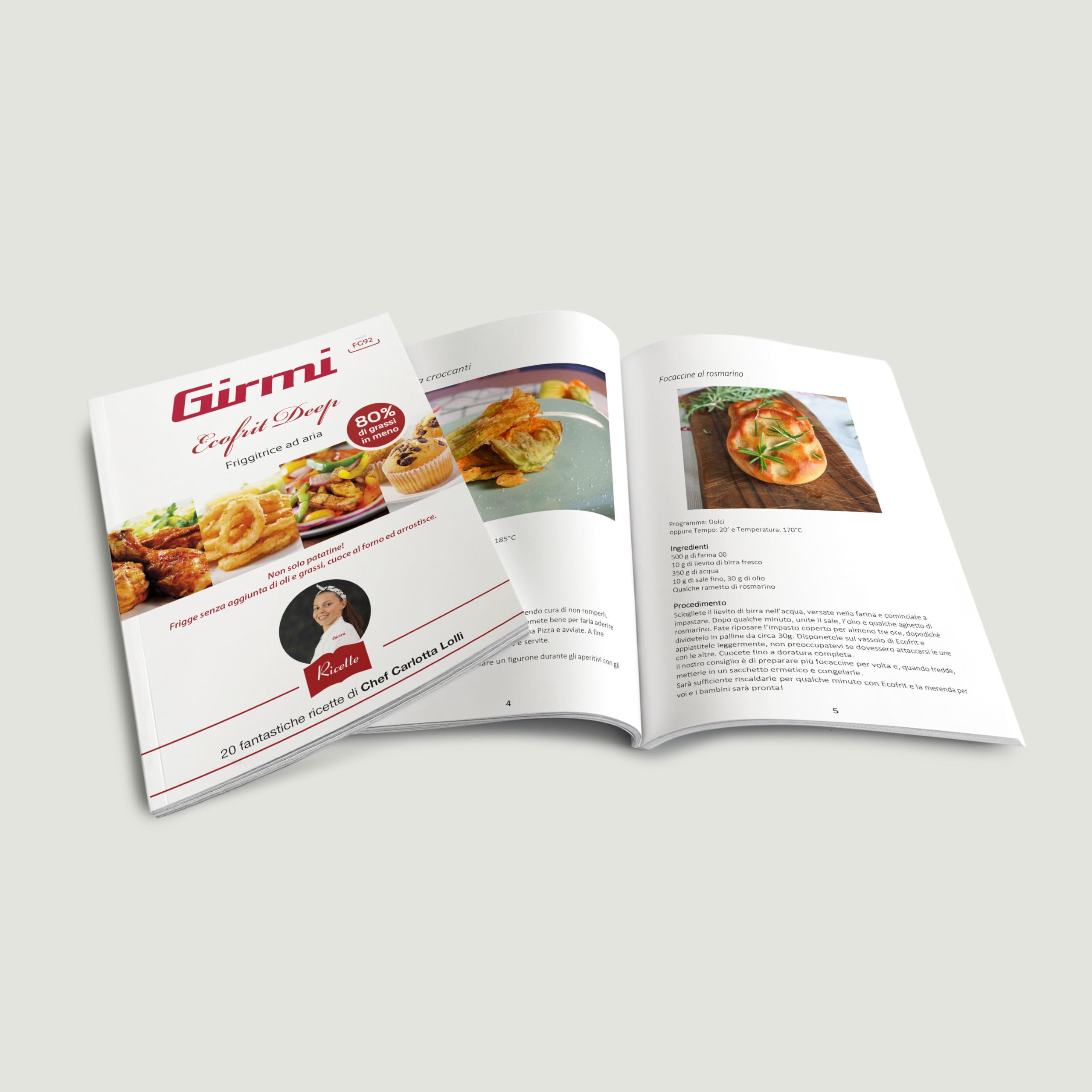 Girmi FG92 Friggitrice ad Aria Ecofrit Deep Capacità XXL 8 Litri, 1700W, BPA/PFOA Safe, Contenitore antiaderente, Display digitale, 7 programmi, Tasto di sicurezza, Ricettario Incluso, Beige Opaco