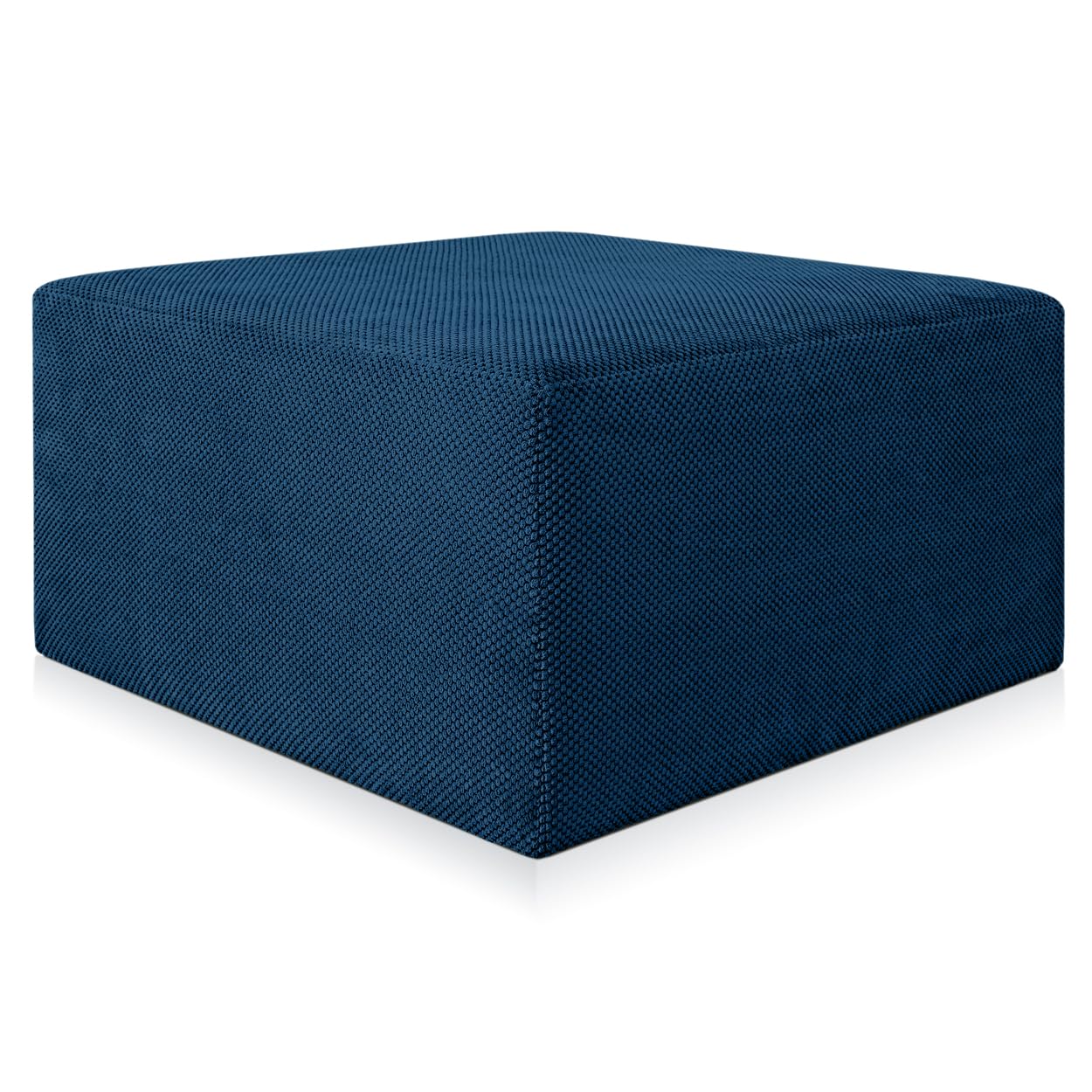 Deshome - Pouf poggiapiedi divano 83x83x44 cm stoffa idrorepellente effetto velluto: Pouf design moderno divano soggiorno camera da letto Puff poggiapiedi Pouffe salotto Demetra Blu