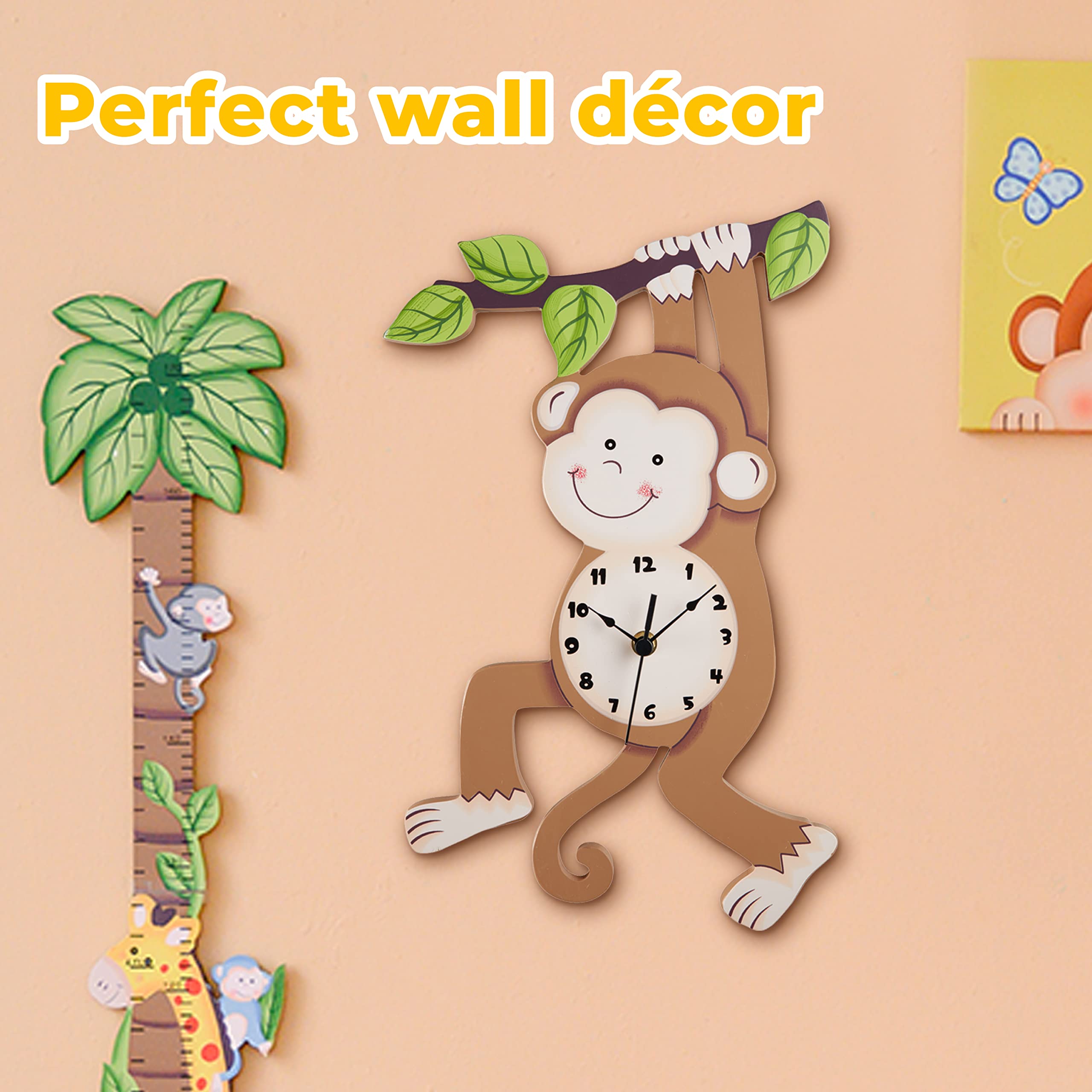 Fantasy Fields Horloge Murale Enfant Sunny Safari Pendule Bois décor Chambre bébé TD-0081AR